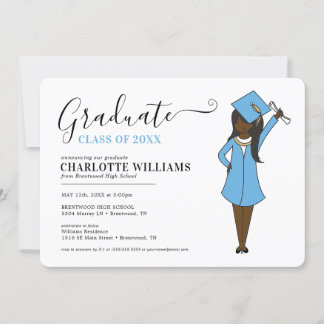 Customisable Girl Avatar | High School Graduation Invitation