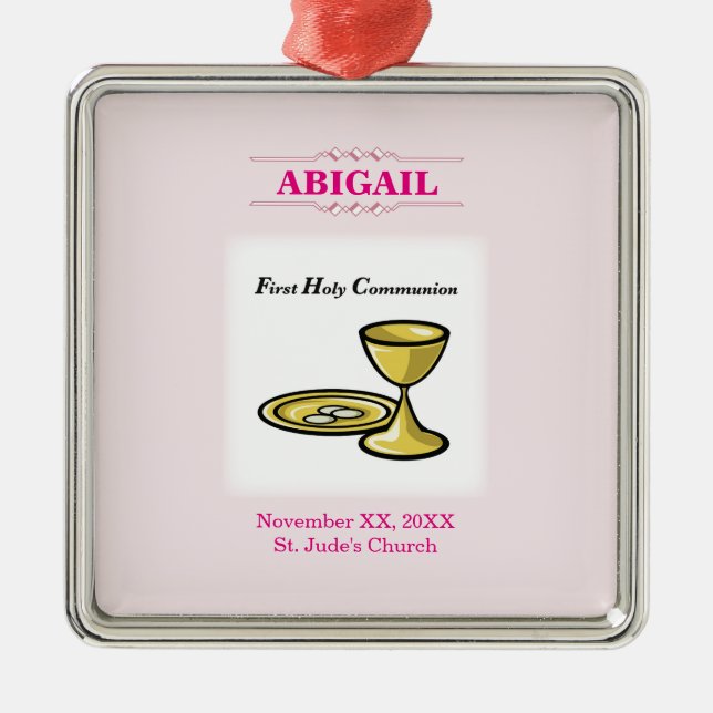 Customisable, Girl Communion Body and Blood Metal Tree Decoration (Front)