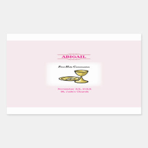 Customisable, Girl Communion Body and Blood Rectangular Sticker