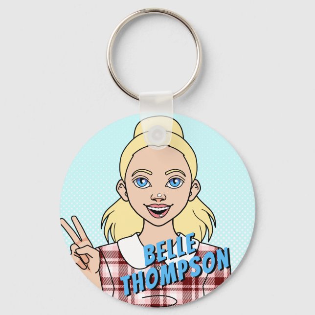Customisable Girl School Student Name Key Ring (Front)