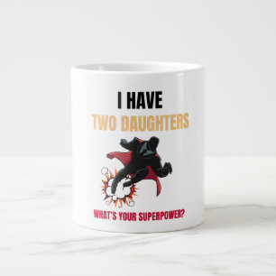 Customisable Girls Dad Two Daughters Superhero Large Coffee Mug