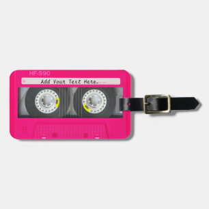 Customisable Girly Pink Cassette Tape Luggage Tag