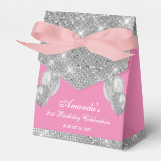 Customisable Glam Pink and Silver Favour Box