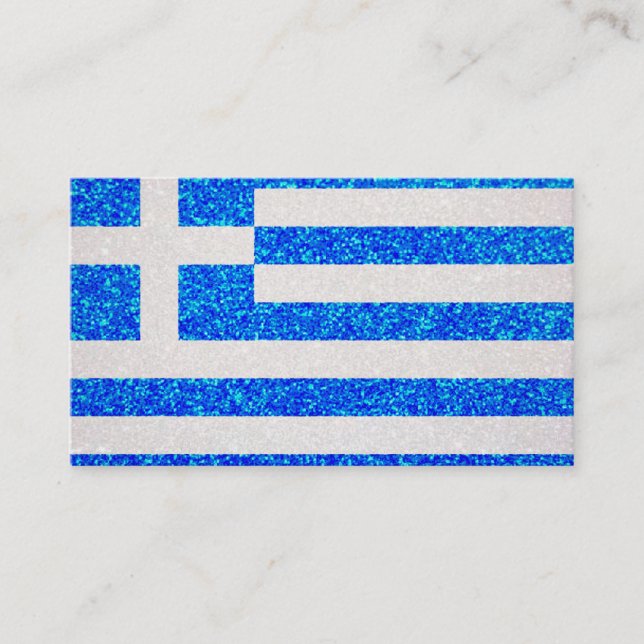Customisable glitter Greece flag business cards (Front)