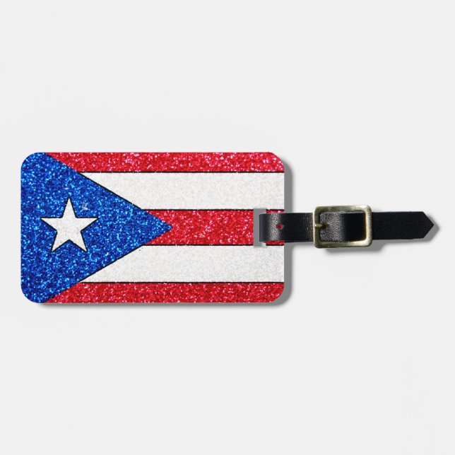 Customisable glitter Puerto Rico flag luggage tag (Front Horizontal)