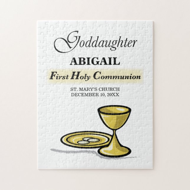 Customisable, Goddaughter First Communion Chalice Jigsaw Puzzle (Vertical)