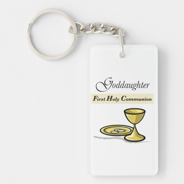 Customisable, Goddaughter First Communion Chalice Key Ring (Front)