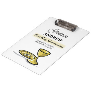 Customisable, Godson First Communion Chalice Clipboard
