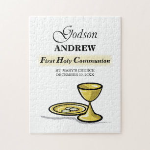 Customisable, Godson First Communion Chalice Jigsaw Puzzle