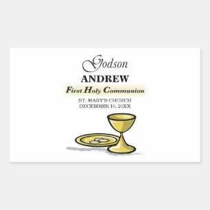 Customisable, Godson First Communion Chalice Rectangular Sticker