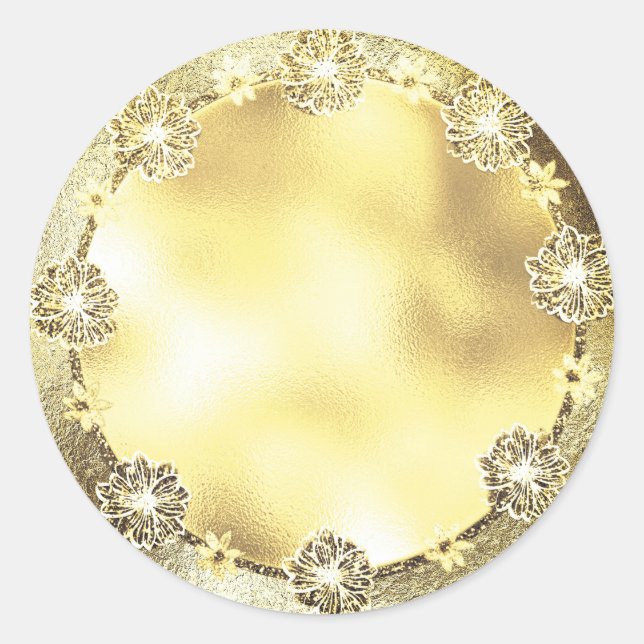 Customisable Gold Background Template Classic Round Sticker (Front)