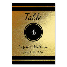 Customisable Gold/Black WEDDING TABLE NUMBER CARD