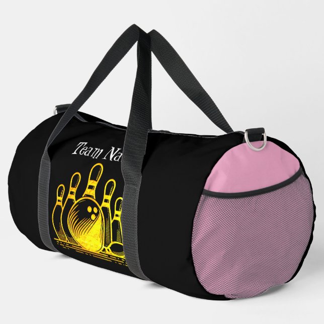 Customisable Golden Bowling Team Art Duffle Bag (Right Corner)