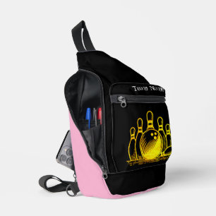 Customisable Golden Bowling Team Art Sling Bag