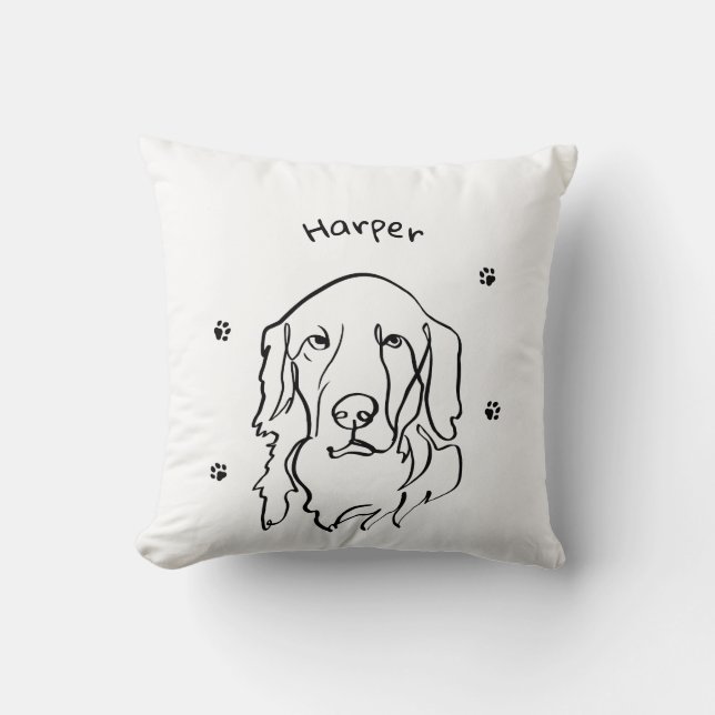 Customisable Golden Retriever Line Art Cushion (Front)