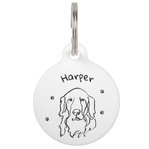 Customisable Golden Retriever Line Art Pet Tag