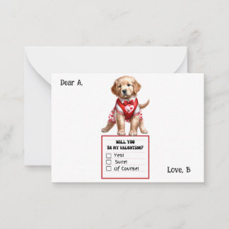 Customisable Golden Retriever Puppy Valentine  Card