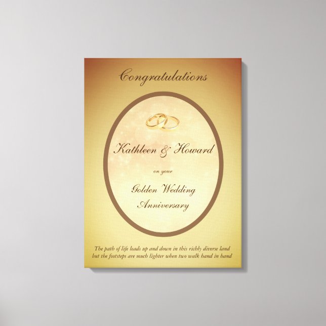Customisable Golden Wedding Anniversary Canvas Print (Front)