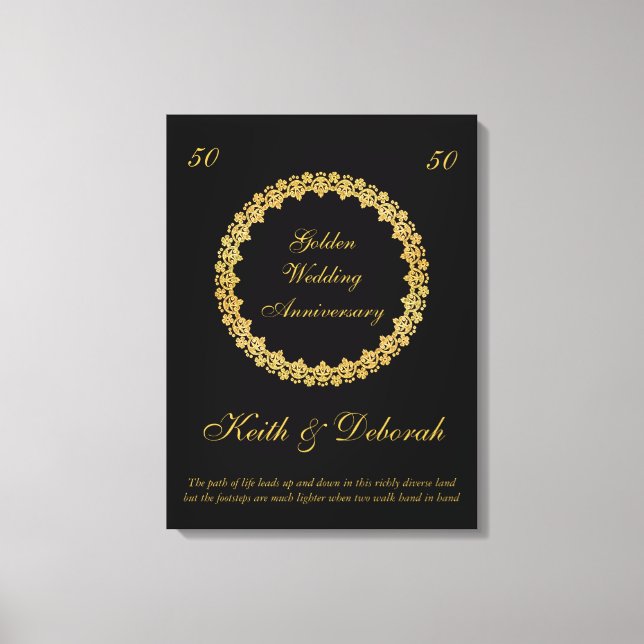 Customisable Golden Wedding Anniversary Canvas Print (Front)