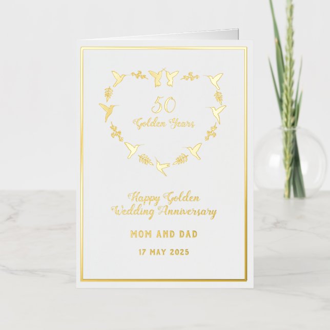 Customisable Golden Wedding Anniversary Foil Greeting Card (Front)