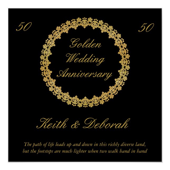 Customisable Golden Wedding Anniversary Poster (Front)