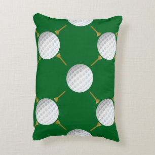 Customisable Golf Ball and Tees on Green Decorative Cushion