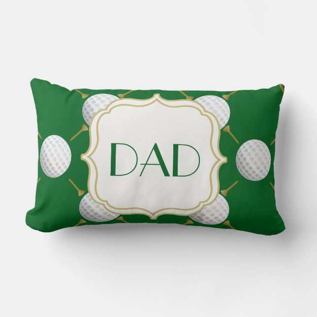 Customisable Golf Ball and Tees on Green Lumbar Cushion (Front)