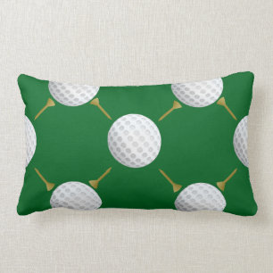Customisable Golf Ball and Tees on Green Lumbar Cushion