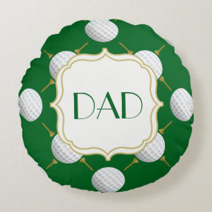 Customisable Golf Ball and Tees on Green Round Cushion
