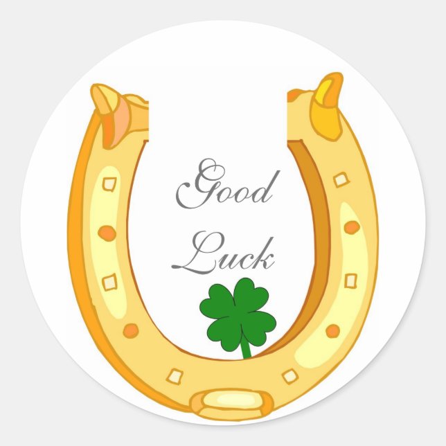 Customisable Good Luck Horseshoe Classic Round Sticker (Front)