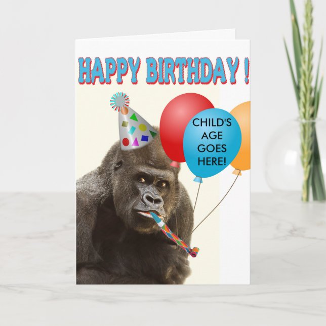 Customisable Gorilla Birthday Card (Front)