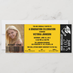 Customisable Graduation Admission Ticket Invite