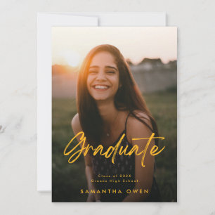 Customisable Graduation Green Yellow Photo Announcement