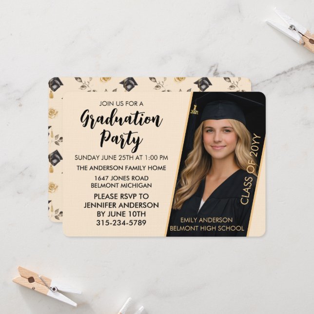 Customisable Graduation Invitation with Photo  (Front/Back In Situ)