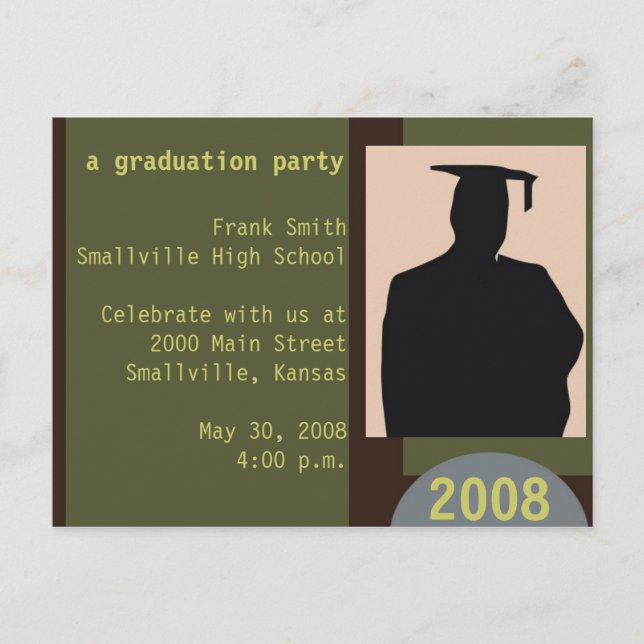 Customisable Graduation Party Postcard (Front)