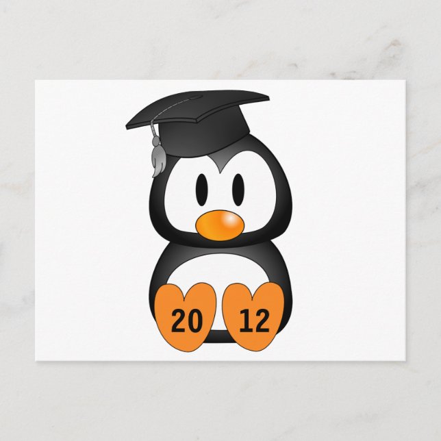 Customisable Graduation Penguin Announcement Postcard (Front)