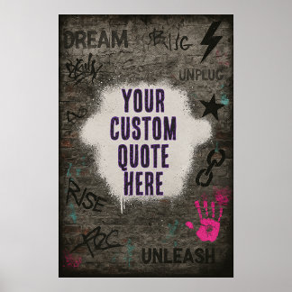 Customisable Graffiti Quote on Brick Wall Poster