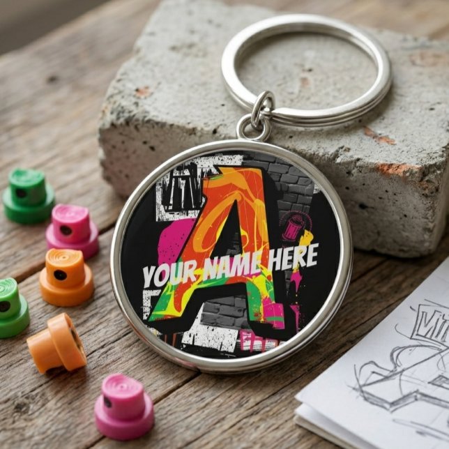 Customisable Graffiti Style Letter "A" Graphic Key Ring (Creator Uploaded)