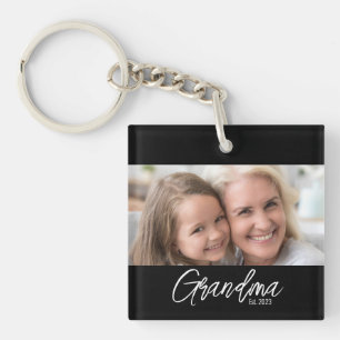 Customisable Grandma Est Year Photo Key Ring