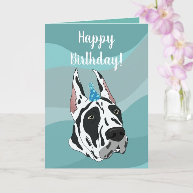 Customisable Great Dane Birthday Card (Orchid)