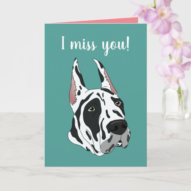 Customisable Great Dane Missing You Card (Orchid)