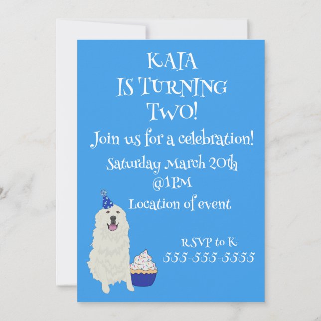 Customisable Great Pyrenees  Birthday Invitation (Back)