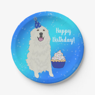 Customisable Great Pyrenees Birthday Paper Plate
