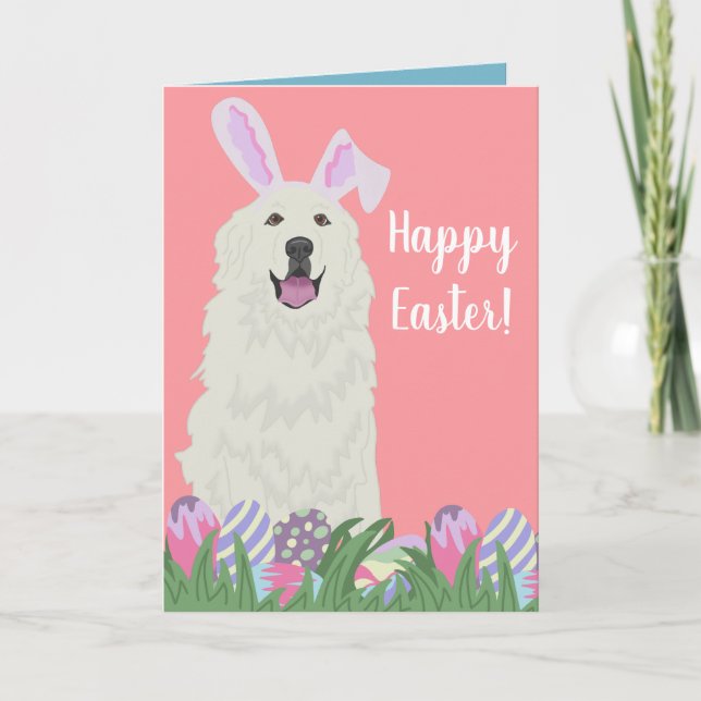 Customisable Great Pyrenees Easter  Card (Front)