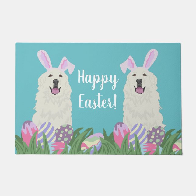 Customisable Great Pyrenees Easter  Doormat (Front)