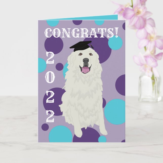 Customisable Great Pyrenees Graduation Card (Orchid)