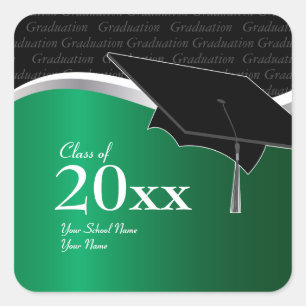 Customisable Green and Black Graduation Sticker