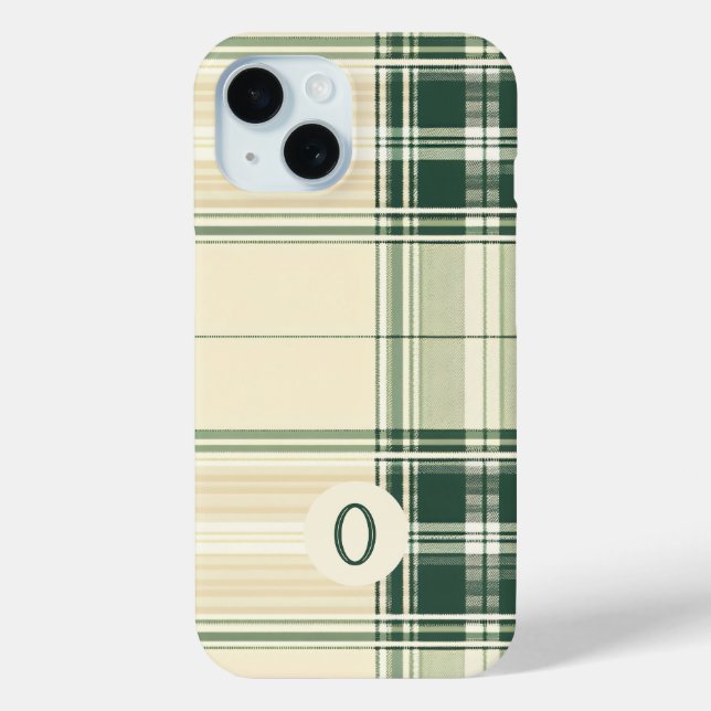 Customisable Green and Cream Plaid Phone Case (Back)