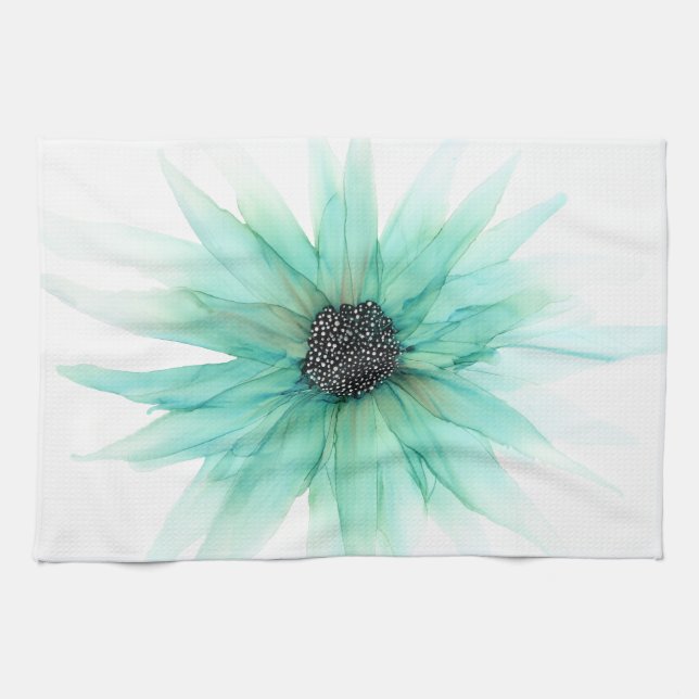 Customisable! green aster--large flower- tea towel (Horizontal)