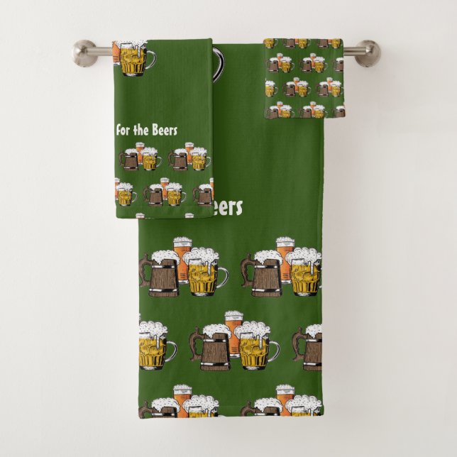 Customisable Green Beers Bath Towel Set (Insitu)